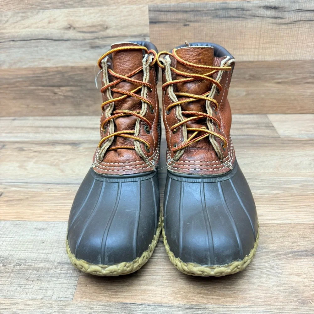 LL Bean  Women Size 9 Brown Leather Boots 6" Padded Collar Hunting Duck Boot - Picture 2 of 10